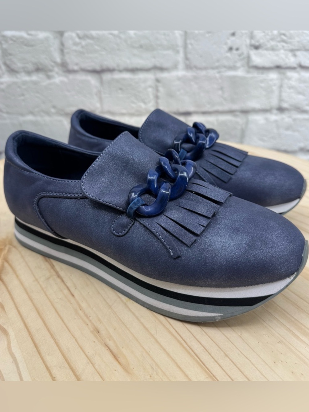 Coconuts by Matisse Bess Navy Blue Platform Loafer Sneakers Size 9M Preppy